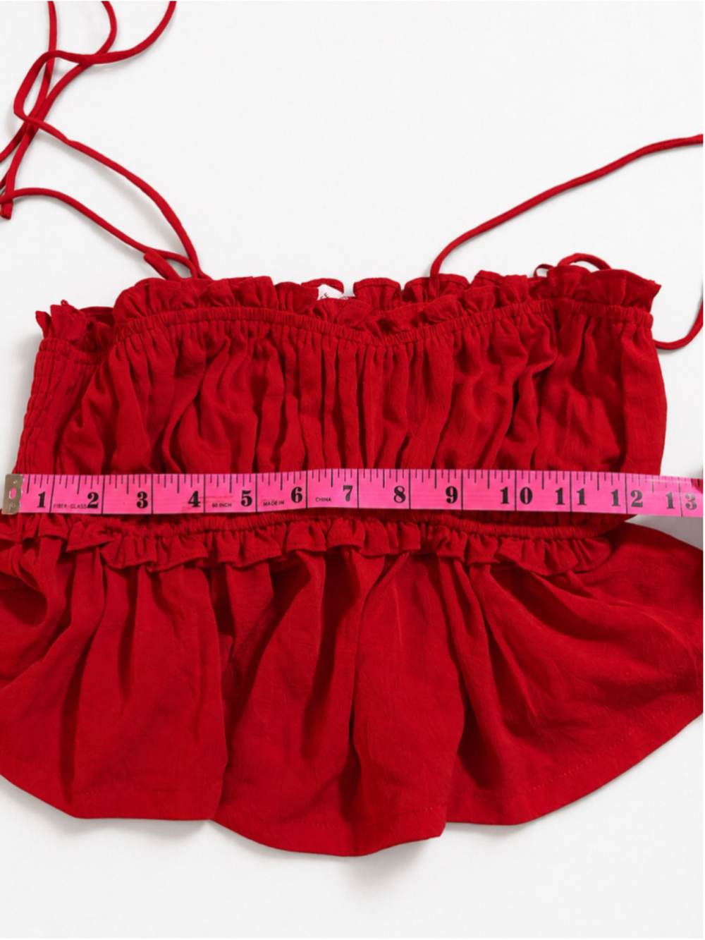 Altar’d‎ State Red Smocked Ruffle Peplum Tie Strap Tank Top Women’s Size S - Picture 8 of 10